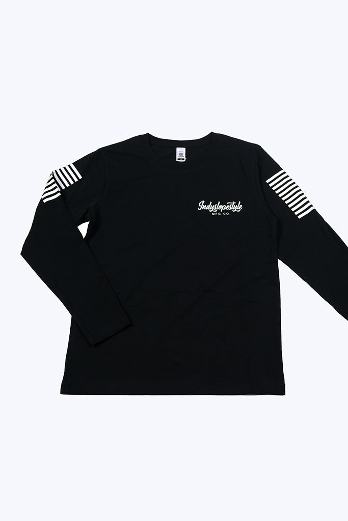 Indyslopestyle Kids Script Long Sleeve Tee Front